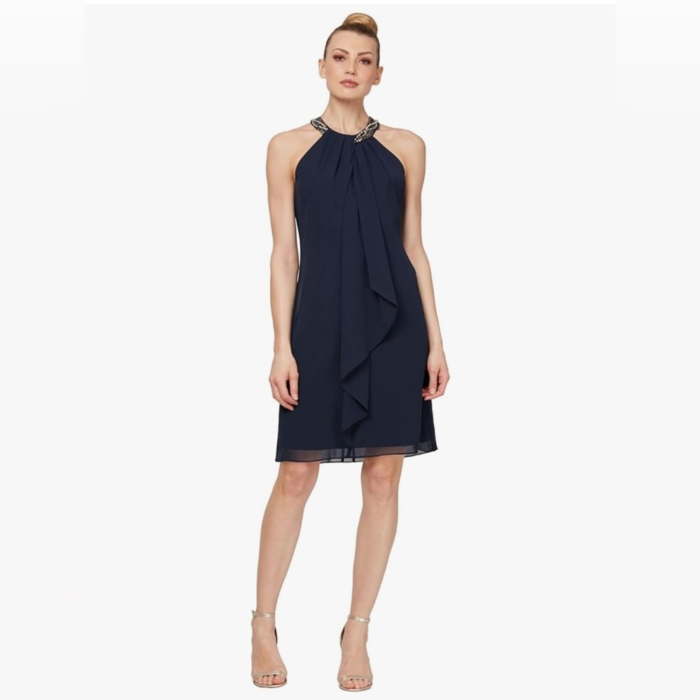 S.L. Fashions Women's Jewel Halter Cocktail Dress